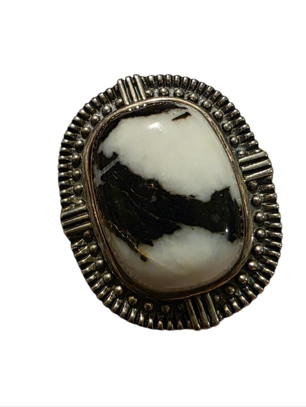 White Buffalo Turquoise Silver Ring
